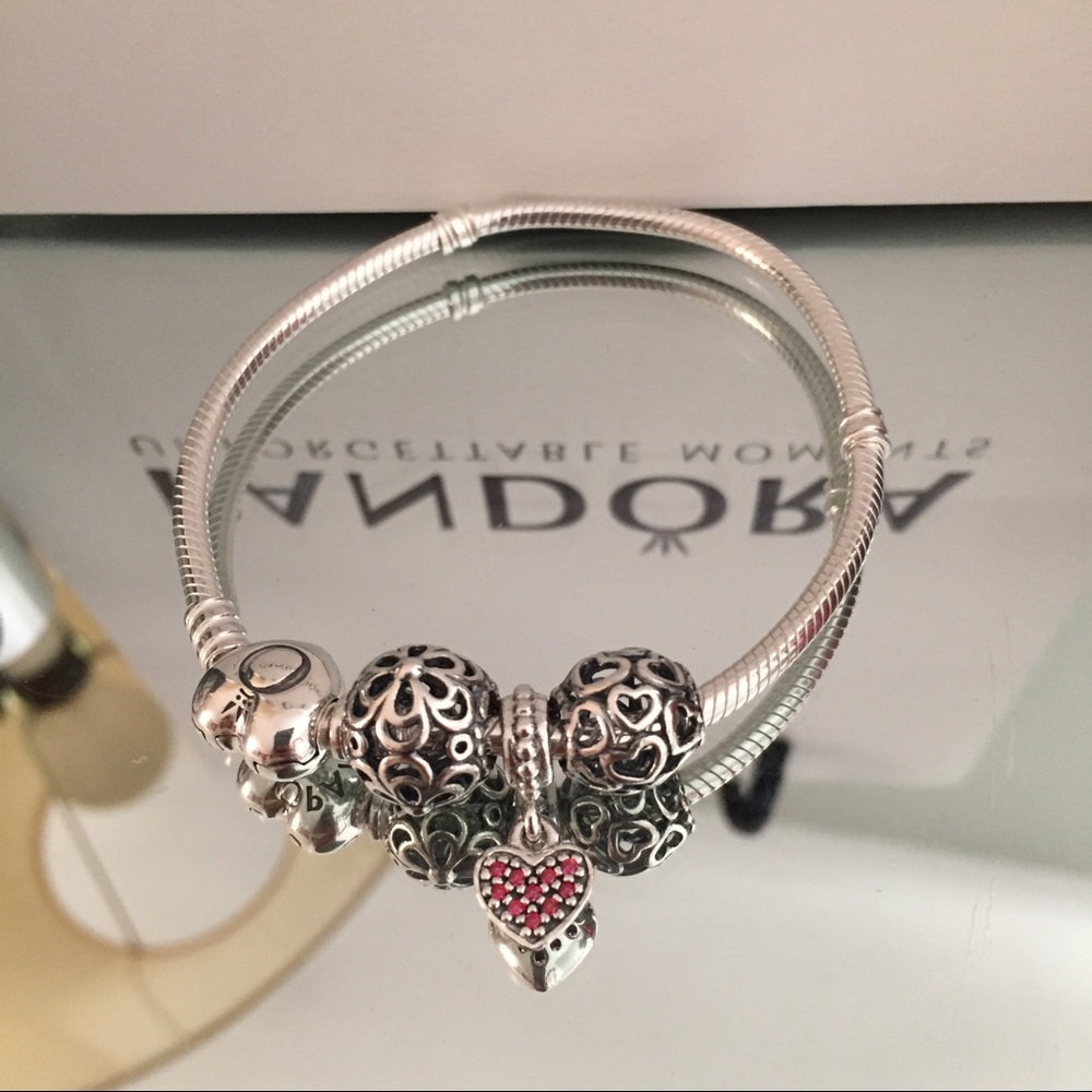 Brand New Pandora Bracelet with three beads